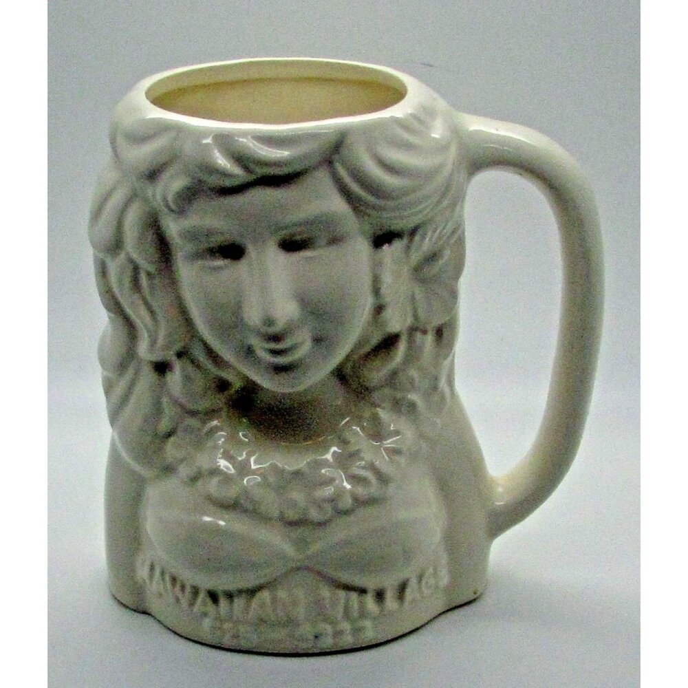 Tiki Mug Hawaiian Village Vancouver BC  Wahine Bust  Woman White  Erneli Japan